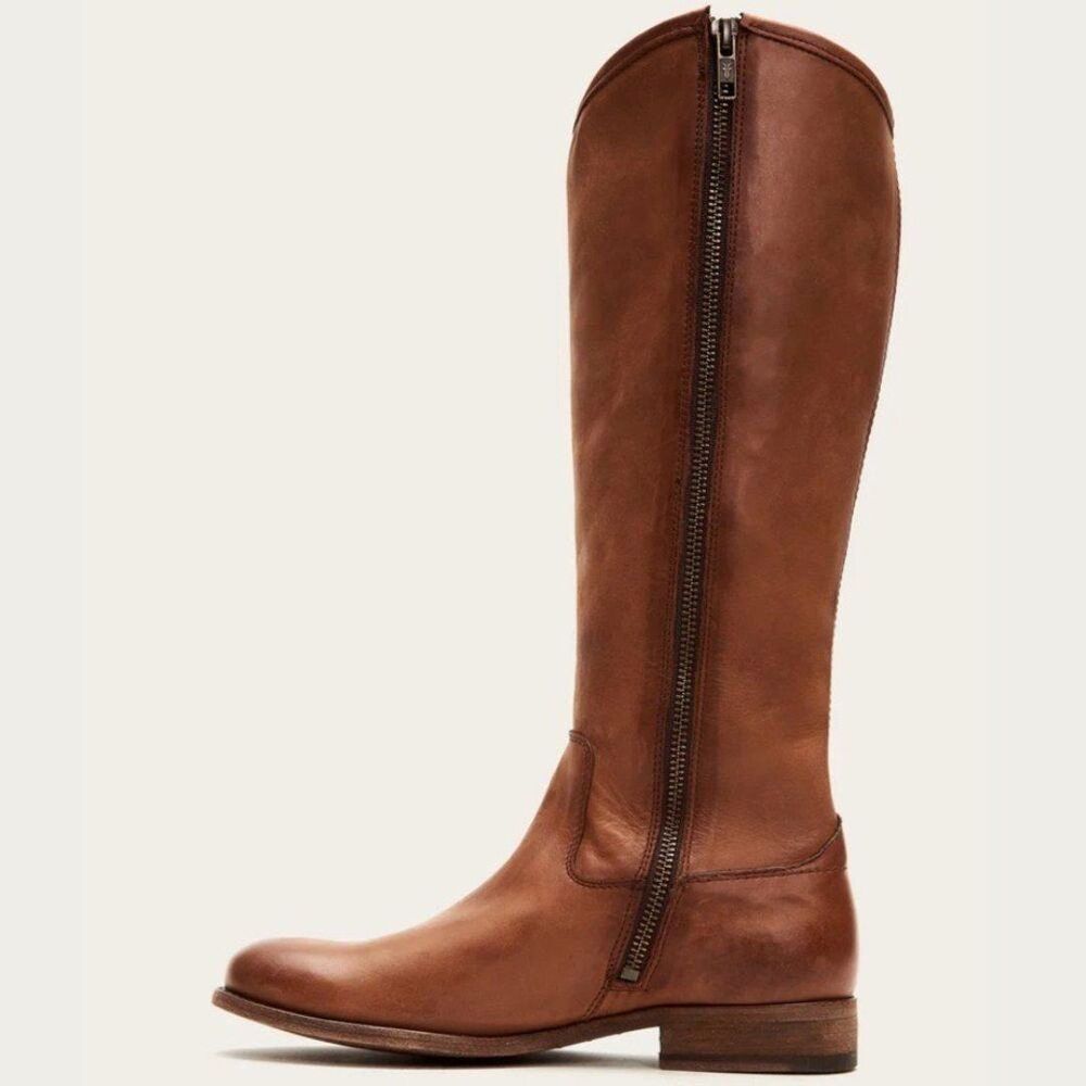 Frye Melissa Inside Zip Cognac Leather Tall Riding Boot 6 Equestrian Knee High - Picture 3 of 12